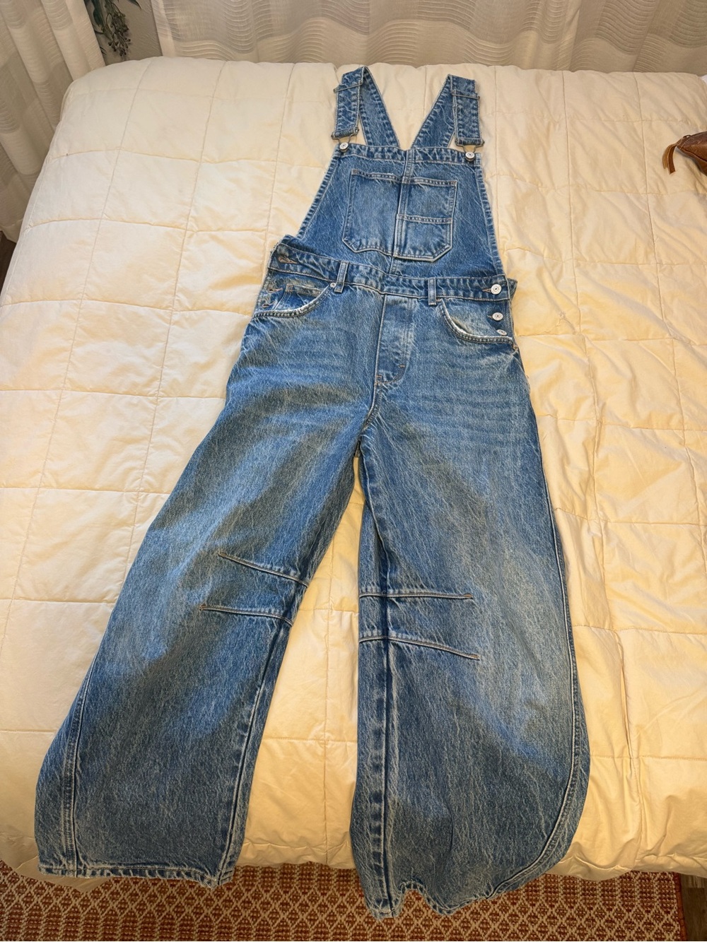 We The Free Light Blue Denim Overalls